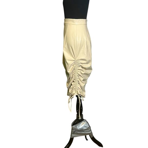 The Brand Label tan faux leather ruched midi skirt size small - Picture 9 of 16